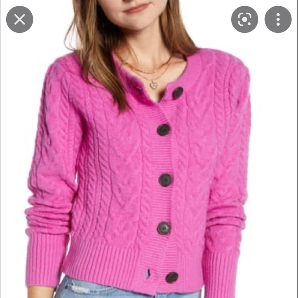 Fuscia Something Navy Cardigan